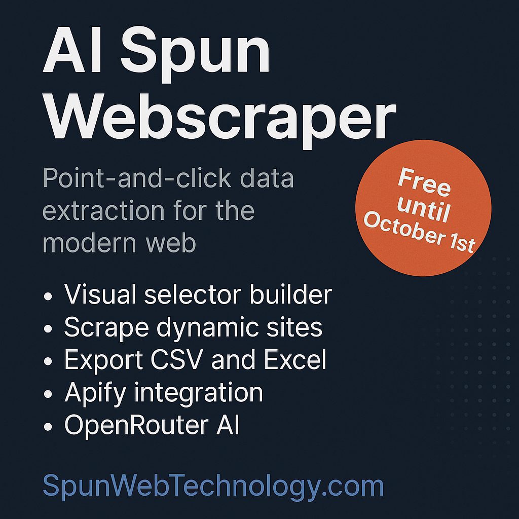 AI Spun Webscraper – Point-and-Click Data Extraction for the Modern Web